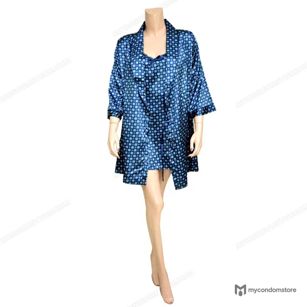 Blue Silk Chemise with Blue Floral Print