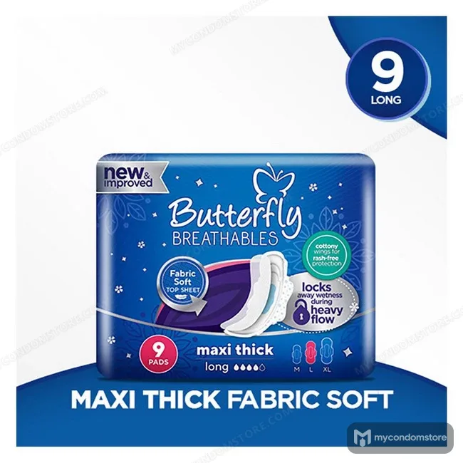 Butterfly Breathables Maxi Thick Pads – Large (9-Pack)