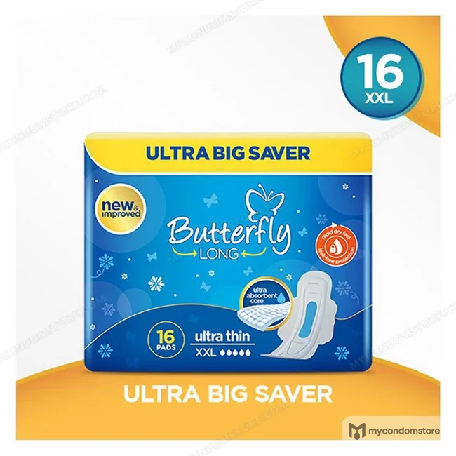 Butterfly Long Wide Size Ultra Napkins, XXL, 16-Pack