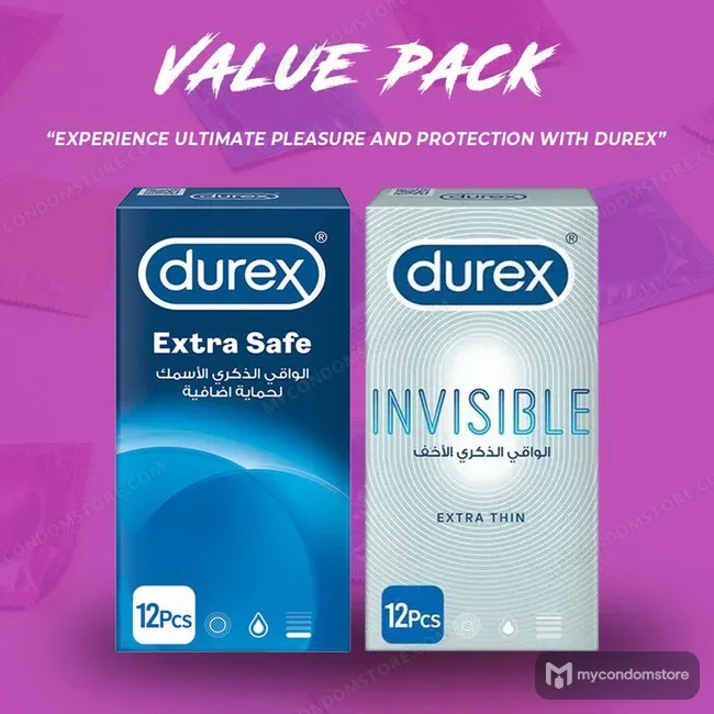 Durex Pack of 2 – Extra Safe & Invisible Extra Thin Condoms