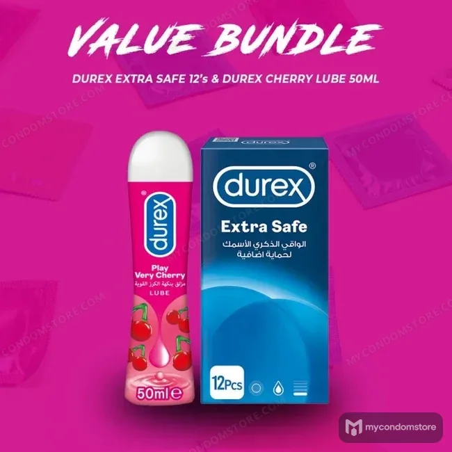 Durex Pack of 2: Play Cherry Lube & Extra Safe Condoms