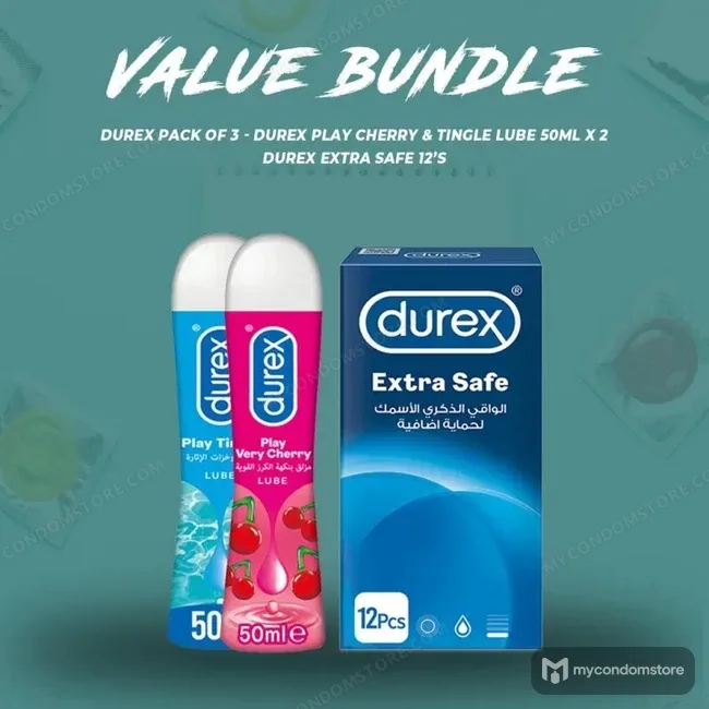 Durex Pack of 3: Extra Safe Condoms & Dual Play Lubes