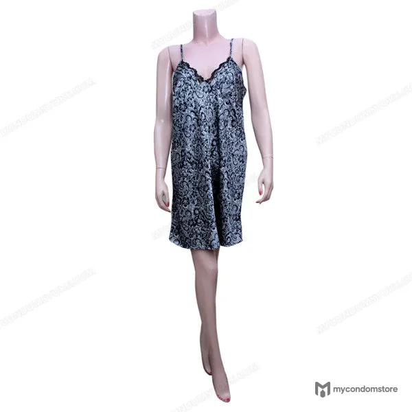 Silver Silk Chemise with Dark Floral Print - photo 2