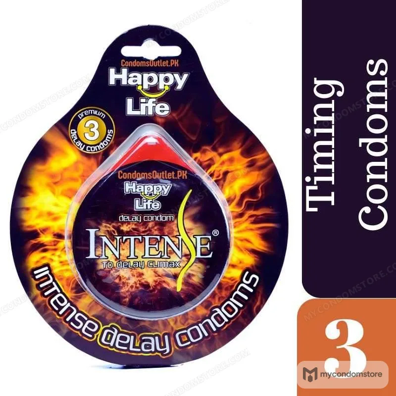 Happy Life Intense Delay Condoms (3 Pack) – Climax Control