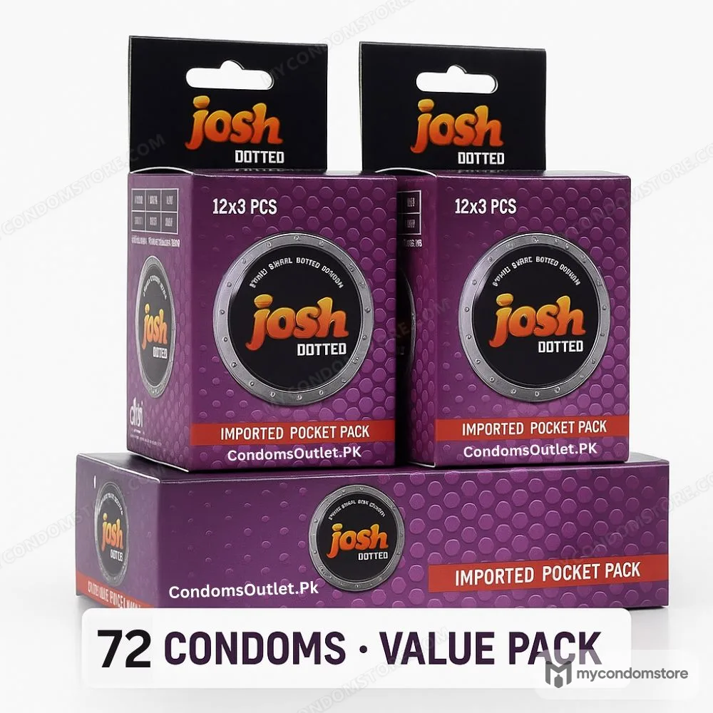 Josh Dotted Condoms (72 Pack) – Jumbo Wholesale Bundle – Intense Pleasure