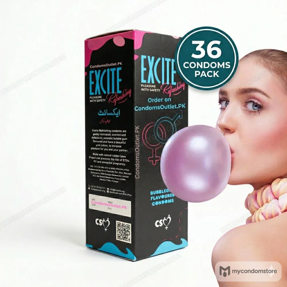 Excite Bubblegum Flavored Condoms (36 Pack) – Pink & Sweet Bulk