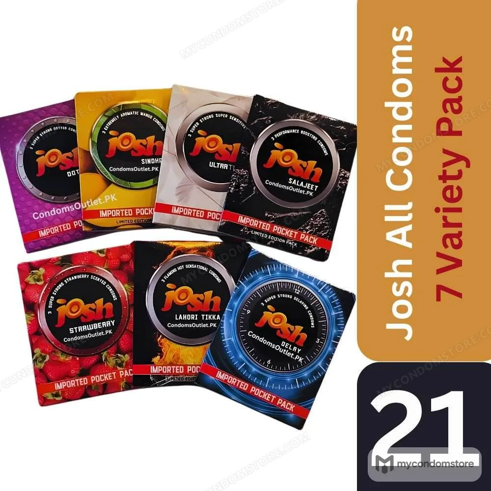 Josh Condoms Ultimate Variety Pack (21 Condoms) – 7 Styles Bundle