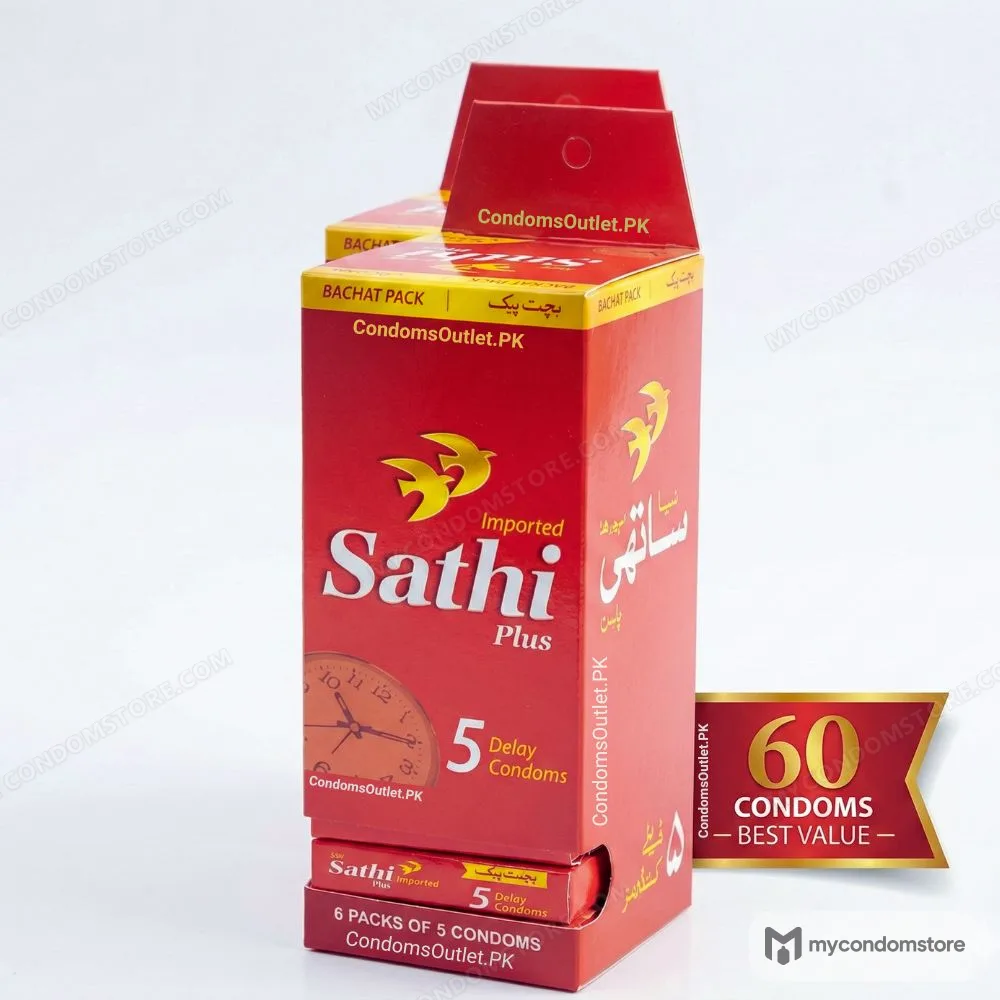Sathi Plus Condoms (60 Pack) – Mega Saver Bundle – Timing & Control