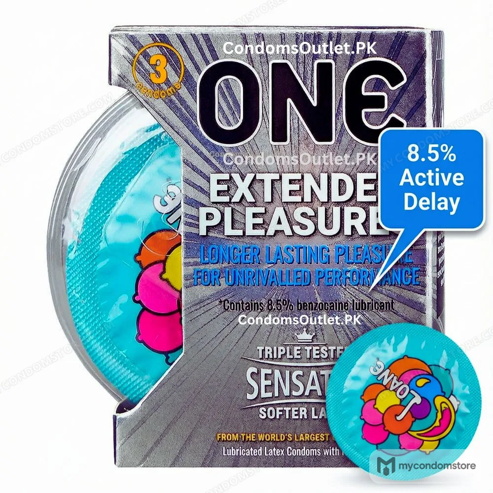 ONE Extended Pleasures Condoms – 3 Pack – Maximum Climax Control