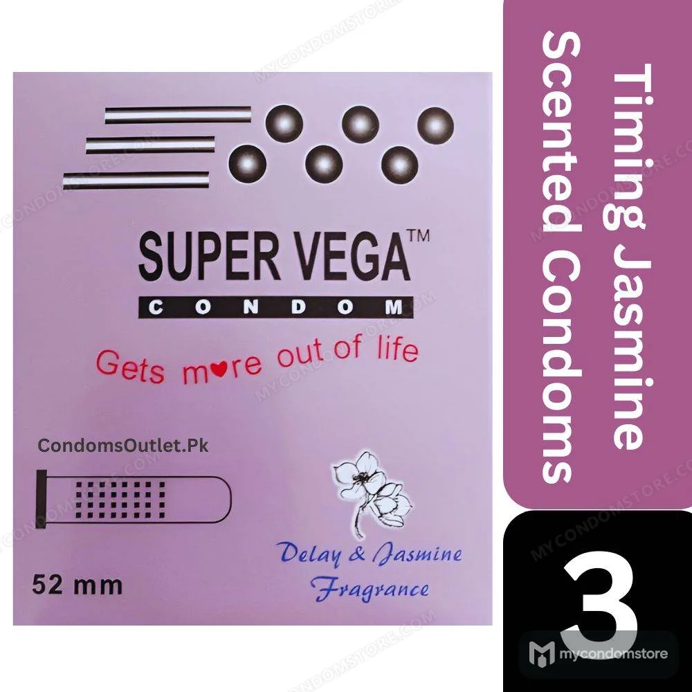 Super Vega Jasmine Scented Condoms (3 Pack) – Delay & Dotted