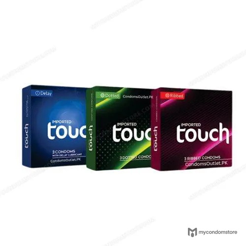 Touch Condoms Variety Pack (11 Condoms) – Delay, Dotted & Ribbed